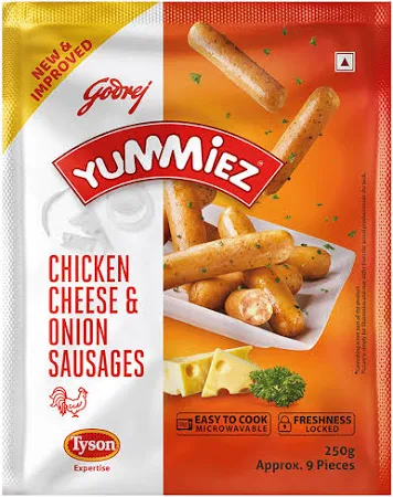 Godrej Yummiez Quick Chicken Cheese & Onion Sausages